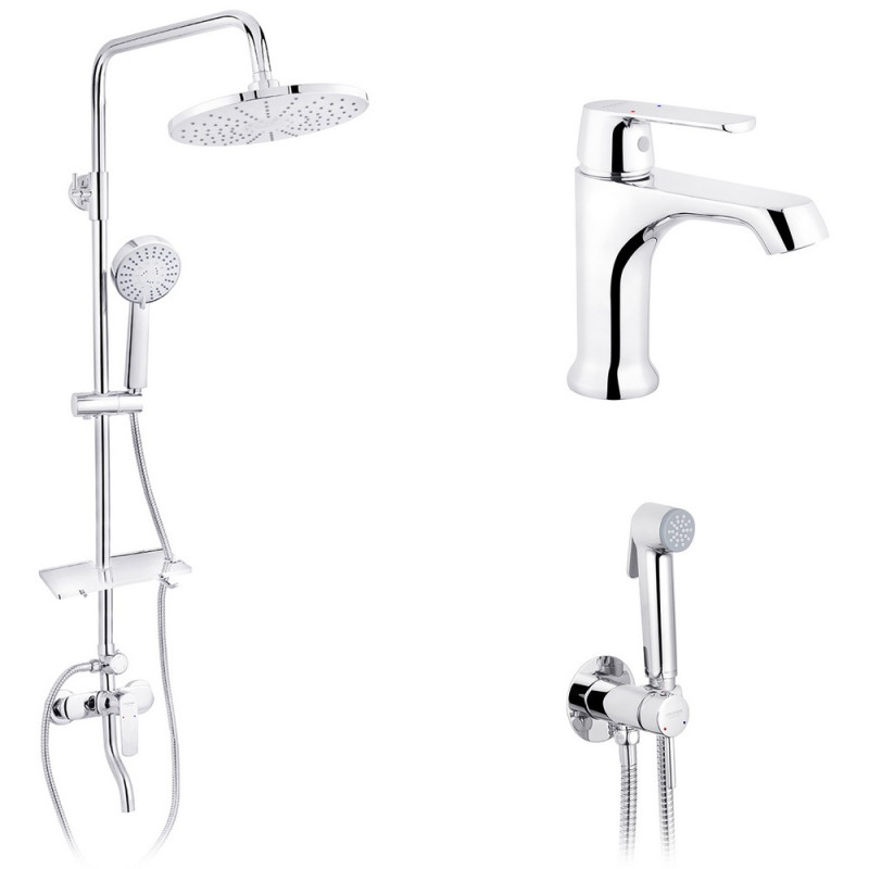 Набор 3 в 1 душевая система Kroner Armada-C064K + смеситель Armada-C010 + смеситель Bidet-C082
