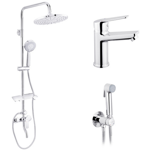 Набор 3 в 1 душевая система Kroner Armada-C064K + смеситель Hagen-C010 + смеситель Bidet-C082