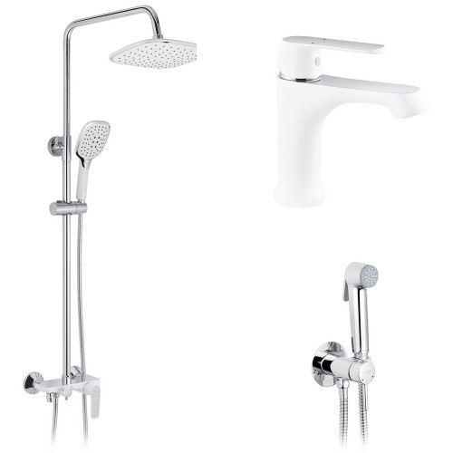 Набор 3 в 1 душевая система Kroner Armada-W063 + смеситель Armada-W010 + смеситель Bidet-C082