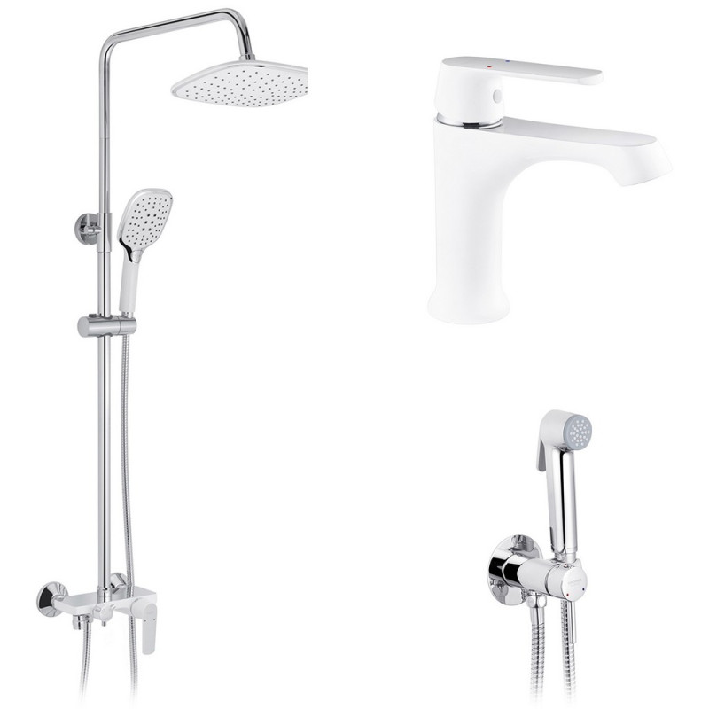 Набор 3 в 1 душевая система Kroner Armada-W063 + смеситель Armada-W010 + смеситель Bidet-C082