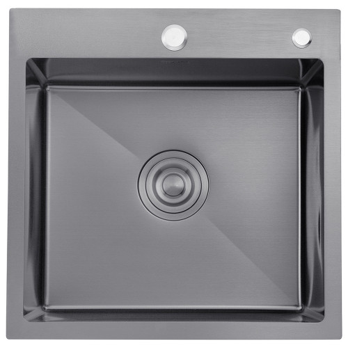 Комплект кухонна мийка Kroner Schwarze-5050HM PVD + змішувач Ersel-GRP03393BLK + дозатор Spender-026