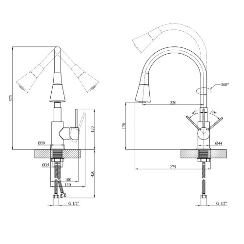 Комплект кухонная мойка Kroner Gebürstet-6050HM + смеситель Küche-C031GRA + дозатор Spender-016