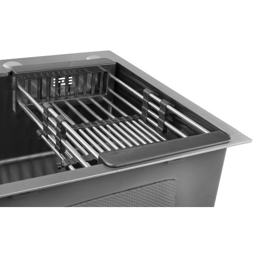 Комплект кухонна мийка Kroner Schwarze-5050HM PVD + змішувач Ersel-GRP03393BLK + дозатор Spender-026