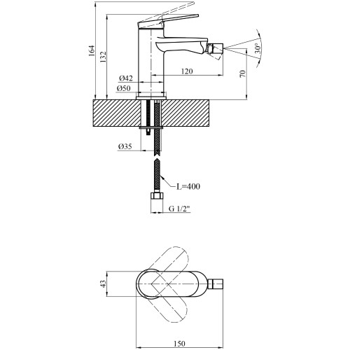 Змішувач для біде Kroner Element 211210-5301