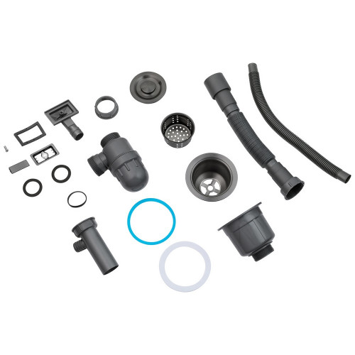 Комплект кухонна мийка Kroner Schwarze-6050HM PVD + змішувач Ersel-GRP03393BLK + дозатор Spender-026