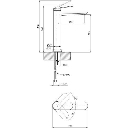 Змішувач для раковини Kroner Element 211111-3801