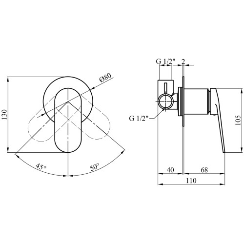 Змішувач прихованого монтажу для душу Kroner Element 211433-0101