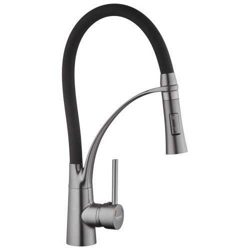 Комплект кухонна мийка Kroner Schwarze-6350HM PVD + змішувач Ersel-GRP03393BLK + дозатор Spender-SCH049