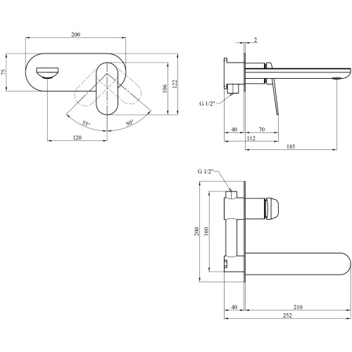 Змішувач прихованого монтажу для раковини Kroner Element 211133B-0101