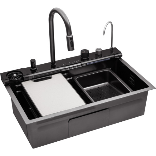 Кухонна мийка Kroner KRP Schwarze - SET7545F3HM PVD (3.0/0.8 мм) Кухонна мийка Kroner KRP Schwarze - SET7545F3HM PVD (3.0/0.8 мм)