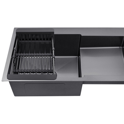 Комплект кухонная мойка Kroner Schwarze-7848LHM PVD + смеситель Edelstahl Klassisch-SCH035PVD + дозатор Spender-SCH049