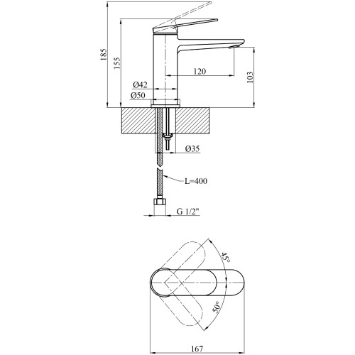 Змішувач для раковини Kroner Element 211110-3801