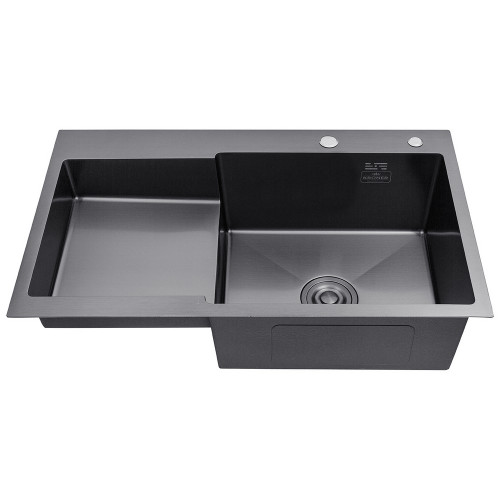 Комплект кухонная мойка Kroner Schwarze-7848RHM PVD + смеситель Edelstahl Klassisch-SCH035PVD + дозатор Spender-SCH049
