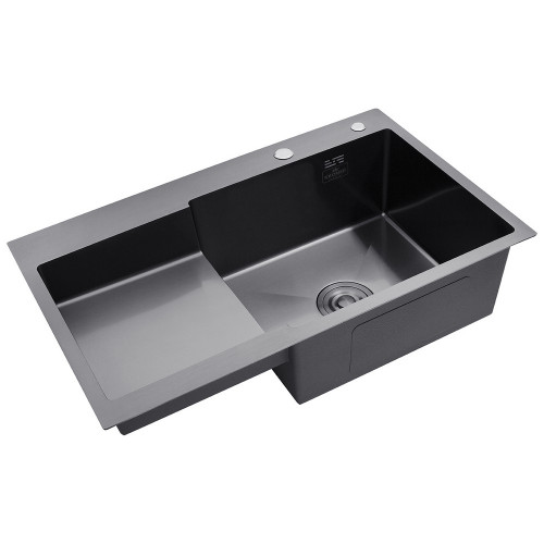 Комплект кухонная мойка Kroner Schwarze-7848RHM PVD + смеситель Edelstahl Klassisch-SCH035PVD + дозатор Spender-SCH049