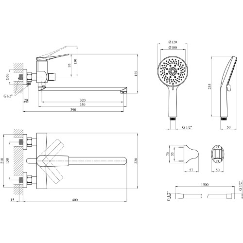 Смеситель для ванны Kroner KRP Terra - GRP070