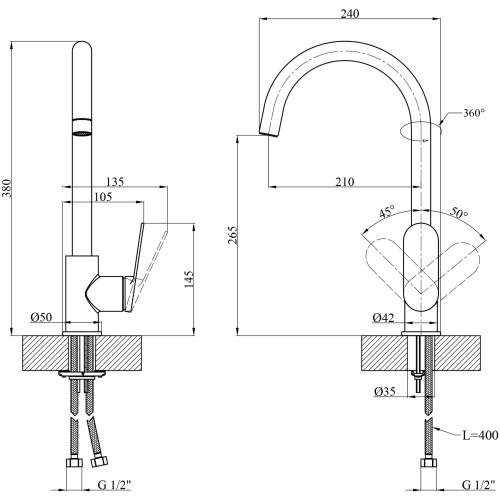 Змішувач для кухні Kroner Element 211512B-0101