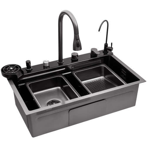 Кухонна мийка Kroner KRP Schwarze - SET7545F4HM PVD (3.0/0.8 мм)