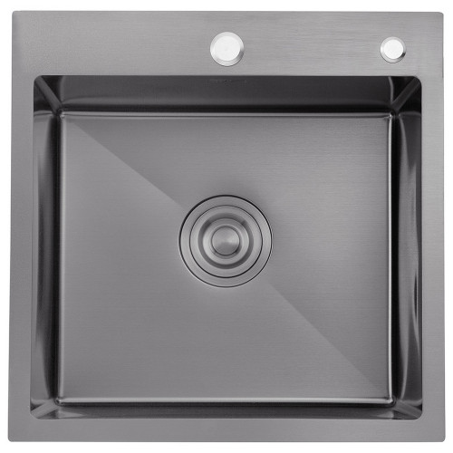 Комплект кухонная мойка Kroner Schwarze-4545HM PVD + смеситель Edelstahl Klassisch-SCH035PVD + дозатор Spender-026