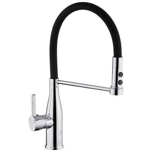 Комплект кухонная мойка Kroner Gebürstet-6050HM + смеситель Ersel-C03111BLK + дозатор Spender-016