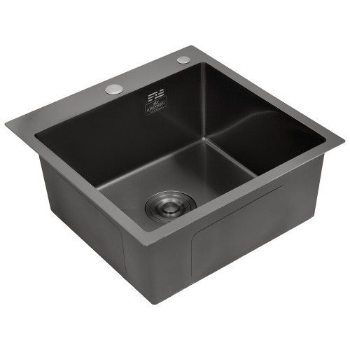 Комплект кухонная мойка Kroner Schwarze-4545HM PVD + смеситель Edelstahl Klassisch-SCH035PVD + дозатор Spender-026