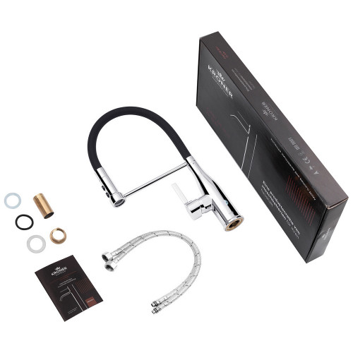 Комплект кухонная мойка Kroner Gebürstet-6050HM + смеситель Ersel-C03111BLK + дозатор Spender-016