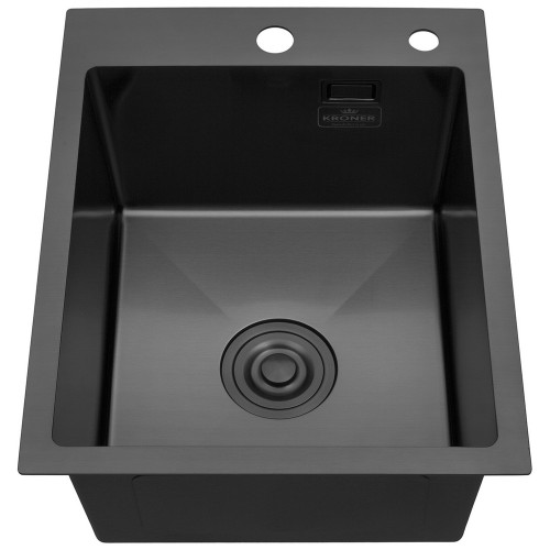 Комплект мойка для кухни интегрированная Kroner KRP PVD Schwarze - 4050HM с корзиной для сушки и дозатором