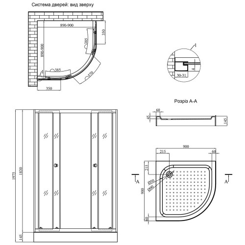 Душевая кабина Kroner KRP Harz - C.F.F. 90x90 см