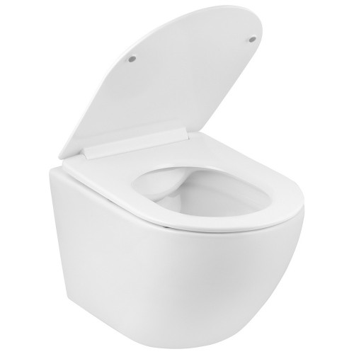 Унітаз підвісний Kroner Harz WHI523632 RIMLESS безобідковий з сидінням (KH523632WHIR)