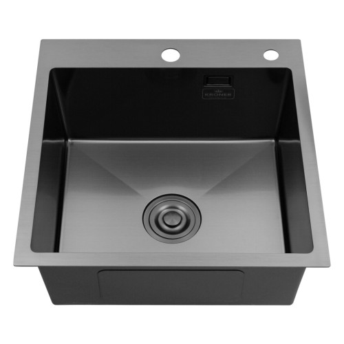 Комплект мойка для кухни интегрированная Kroner KRP PVD Schwarze - 5050HM с корзиной для сушки и дозатором
