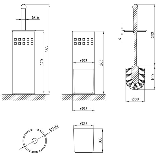 Ершик для унитаза напольный Kroner KRM Rizze - ACC321 - 1