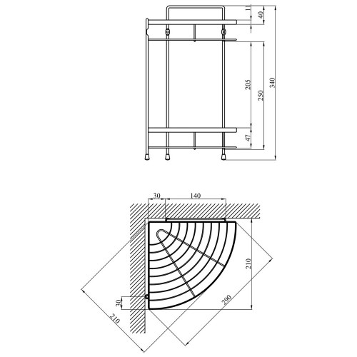 Полка для ванной комнаты угловая Kroner KRM Rizze - ACC329 - 2