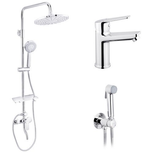 Набор 3 в 1 душевая система Kroner Armada-C064K + смеситель Hagen-C010 + смеситель Bidet-C082