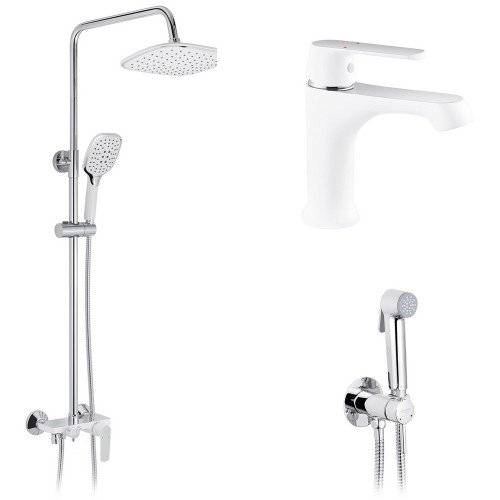 Набор 3 в 1 душевая система Kroner Armada-W063 + смеситель Armada-W010 + смеситель Bidet-C082