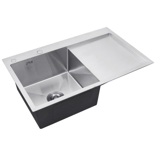 Комплект кухонная мойка Kroner Gebürstet-7849LHM + смеситель Edelstahl Klassisch-ESG03815BLK + дозатор Spender-016