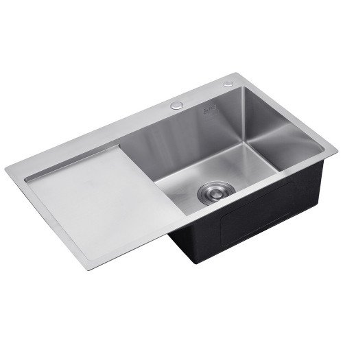 Комплект кухонная мойка Kroner Gebürstet-7849RHM + смеситель Edelstahl Klassisch-ESG03815BLK + дозатор Spender-016