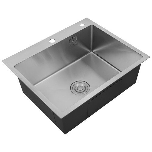 Комплект кухонная мойка Kroner Gebürstet-6050HM + смеситель Ersel-C03111BLK + дозатор Spender-016