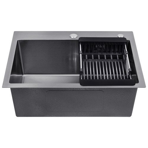 Комплект кухонна мийка Kroner Schwarze-5843HM PVD + змішувач Edelstahl Klassisch-SCH035PVD + дозатор Spender-026