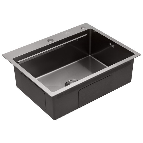 Комплект кухонна мийка Kroner Schwarze-6350HM PVD + змішувач Ersel-GRP03393BLK + дозатор Spender-SCH049