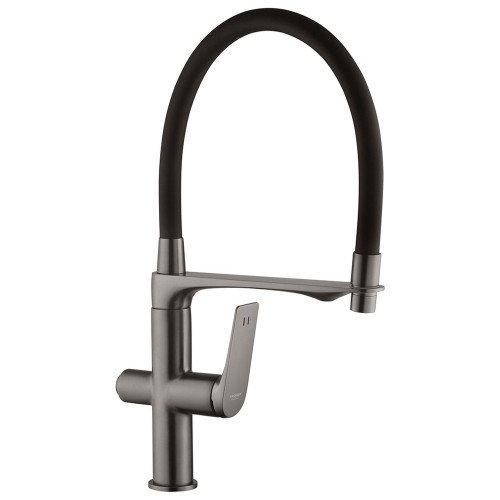 Комплект кухонна мийка Kroner Schwarze-6350HM PVD + змішувач Graz-GRP03815 + дозатор Spender-SCH049