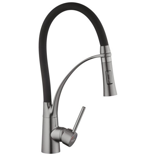 Комплект кухонна мийка Kroner Schwarze-6350HM PVD + змішувач Ersel-GRP03393BLK + дозатор Spender-SCH049