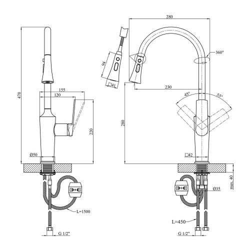 Набор смесителей Kroner Makon-GRP060 + смеситель Makon-GRP030-T + смеситель Makon-GRP010