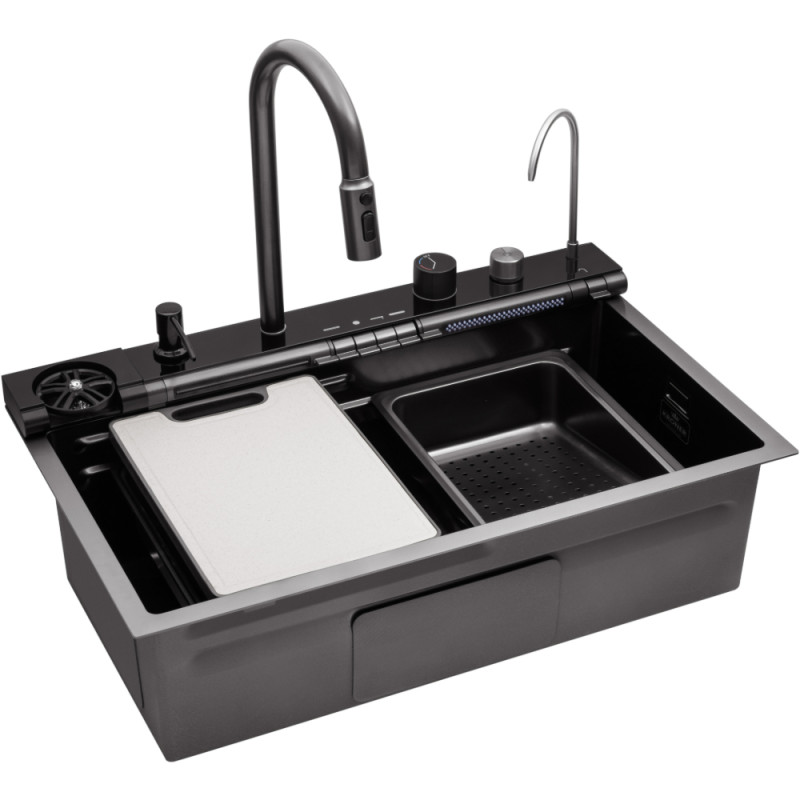 Кухонная мойка Kroner KRP Schwarze - SET7545F3HM PVD (3.0/0.8 мм)
