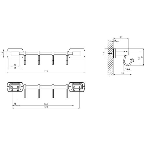 Полотенцедержатель Kroner KRM Graz - GRP95618-4