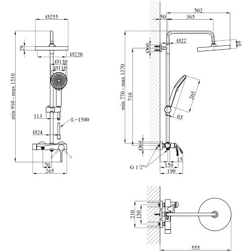 Душевая система Kroner KRP Axis Line - C063