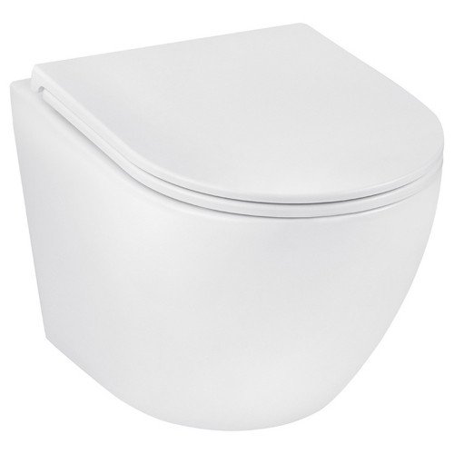 Унітаз підвісний Kroner Harz WHI493736 RIMLESS безобідковий з сидінням Slim Duroplast / Soft - close / Quick relase