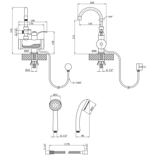 Проточный кран Kroner KRM Volt - CW191MDS с дисплеем