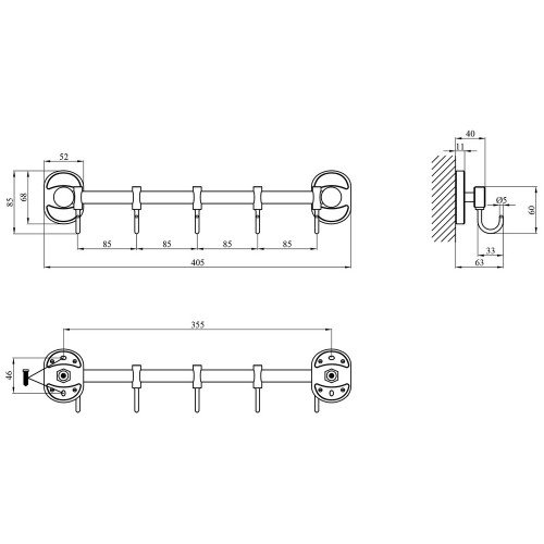 Гачок для ванної кімнати Kroner KRM Elbe - ACC2914 - 5