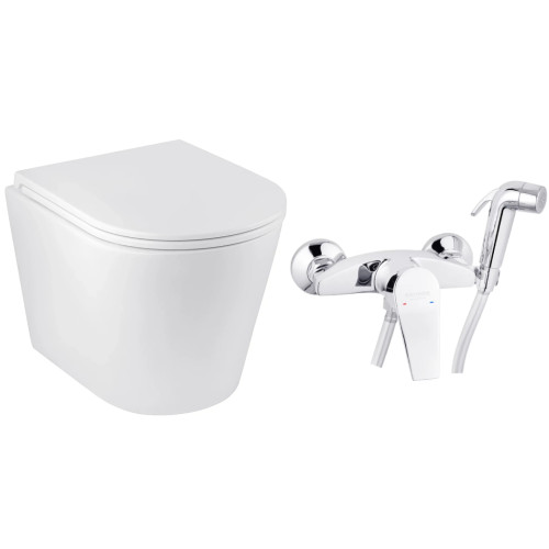Набор 2в1 унитаз Kroner Armada WHI513636 + гигиенический душ Kroner KRP Enzo - C052