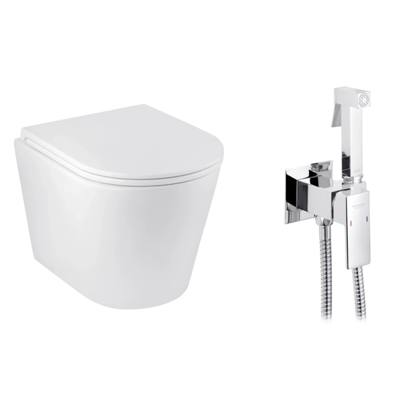 Набір 2в1 унітаз Kroner Armada WHI513636 + гігієнічний душ Kroner KRP Bidet - C083