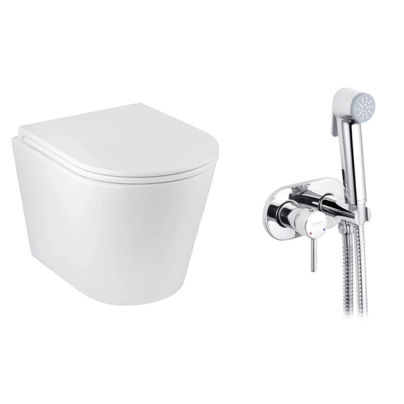 Набір 2в1 унітаз Kroner Armada WHI513636 + гігієнічний душ Kroner KRP Bidet - C086